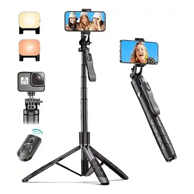 K28 selfie stick tripod selfie stick tripod (5 Foot) 360 degrees...